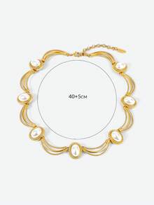 Opalesca 1 件时尚、优雅、别致的女士节日礼物装饰项链，适合搭配各种服饰，复古风格，串珠设计，婚礼/新娘配饰，仙女风/精灵风，珍珠，花朵，秋冬/秋季，送给妈妈/女士/女孩/母亲，优雅，高档，情人节礼物 - 金色 - 查看 7