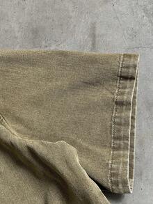 AXEPEAK Men's Casual Everyday Commute Fashion Street Embroidered Washed Denim Short Sleeve Shirt, Summer - Green - View 6