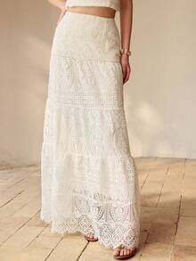 MOTF PREMIUM 女士镂空刺绣浪漫蕾丝半身裙 - 白色 - 查看 5