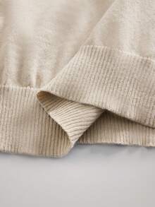 Officeau 男士休闲纯色短袖套头针织衫，春夏款 - 卡其色 - 查看 5