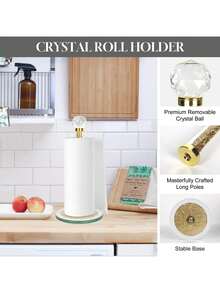 Crystal Glass Round Base Kitchen Dining Table Paper Towel Holder - Multicolor - View 6