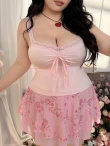 SHEIN EZwear 女士夏季无袖上衣，时尚，适合夏天 - 粉色 - 查看 6