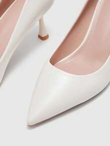 CUCCOO BIZCHIC 女士尖头细跟中跟鞋，优雅休闲舒适，适合办公室通勤、正式场合、派对、婚礼等场合穿着。 - 雪白色 - 查看 8