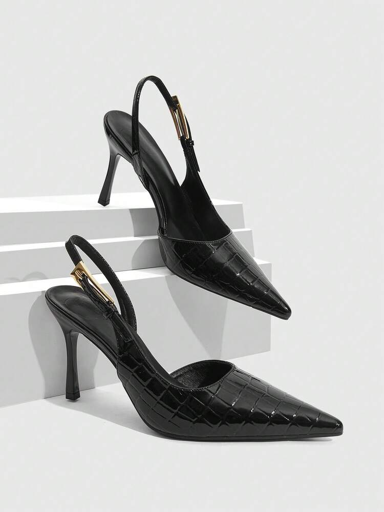 CUCCOO SZL Sexy Fashion Pointed Toe Women's Stiletto Heel Slingback Side Cut-Out Dress Pumps, Suitable For Party, Nightclub