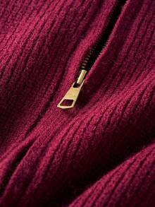 Airaco Cardigan Vintage Lengan Lentera dengan Potongan Pinggang Pendek - Burgundy - View 3