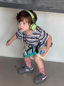 DAZY Toddler Boys' Round Neck Striped Casual Short Sleeve Top - Coffee Brown - View 8