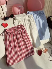 Comfortcana 3pcs/Set Casual Bow Tie Red White Blue Outfits, Spring/Summer - Multicolor - View 7