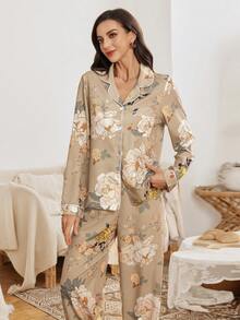 Serenescape 度假风女士印花荷叶边领开衫和裤子睡衣套装 - 彩色 - 查看 5