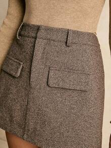 SHEIN Tall CURVE Plus Size Casual Everyday Flap Detail Skirt, Autumn