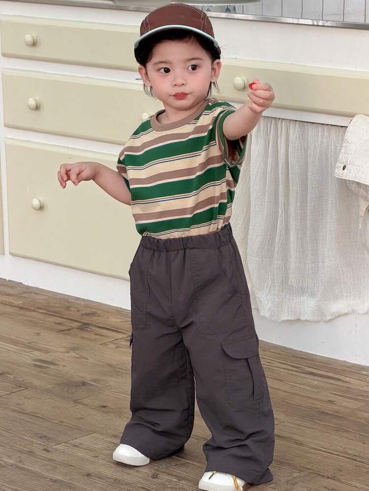 Baby Boy Casual Solid Color Streetwear Cargo Pants