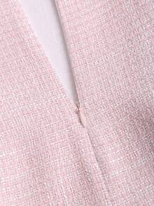 Sweetra Women's New Elegant Tweed Pinafore Dress And Fringe Hem Cropped Jacket Two Pieces Suit, Suitable For Work And Commute, Spring/Autumn/Winter - Pink - View 8