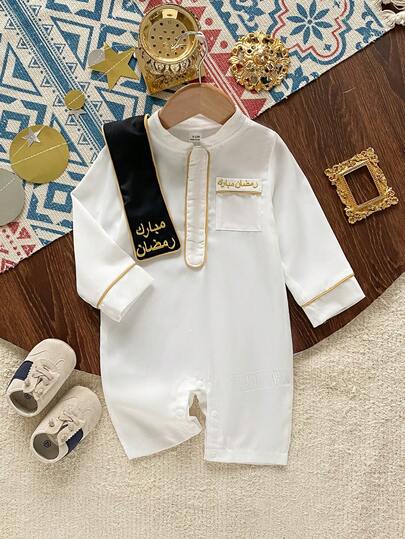 SHEIN Småbarnspojkar, avslappnad, söt, kontrastfärgad, krage, ficka, långärmad, lämplig för vår-/sommarutflykter, mångsidig, fest, vardagskläder