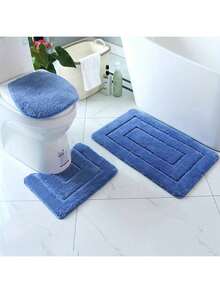 3pcs Bathroom Mat Set - Absorbent Non-Slip U-Shaped Toilet Mat, Toilet Lid Cover, Machine Washable & Quick Dry Bathroom Rug Home Bathroom Decor Floor Carpet Outdoor Rug Door Mat Fall Decor Bathroom Accessories Back To School Entryway Decor - Multicolor - View 3