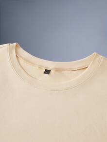 Driftmere 男士宽松纯色休闲百搭长袖T恤，春夏皆宜，舒适柔软，运动休闲风，尽显运动时尚 - 杏色 - 查看 3