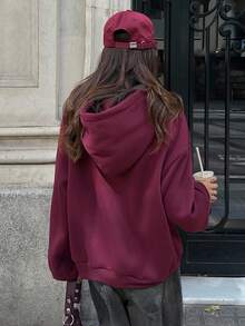 Aloruh Women's Autumn/Winter NYC Letter Print Casual Pullover Sweatshirt Sweatshirt, Loose Fit Pullover Hooded Sweatshirt, Fashionable & Versatile, Suitable For Street And Airport Wear, Autumn Carnival - Red Violet - View 4