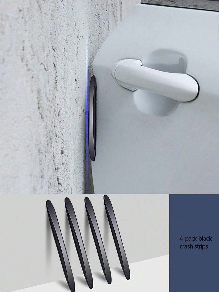 4Pcs Soft Rubber Car Bumper Strips, Self-Adhesive Anti-Collision & Scratch Protector, Silicone Bumper Guard, Heat Resistant, Black, Universal