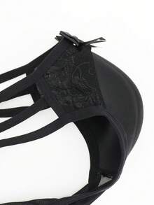 DrisQ 时尚纯黑色罩杯性感黑色镂空网纱蕾丝腰部男士性感内衣 - 黑色 - 查看 3