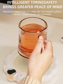 Teckwe European Standard Flower Shaped Constant Temperature Coaster, Anti Dry Burning, Adjustable Temperature, Electric Heating Coaster, Digital Display, Intelligent - EU C Type Plug(220-240V) - View 7