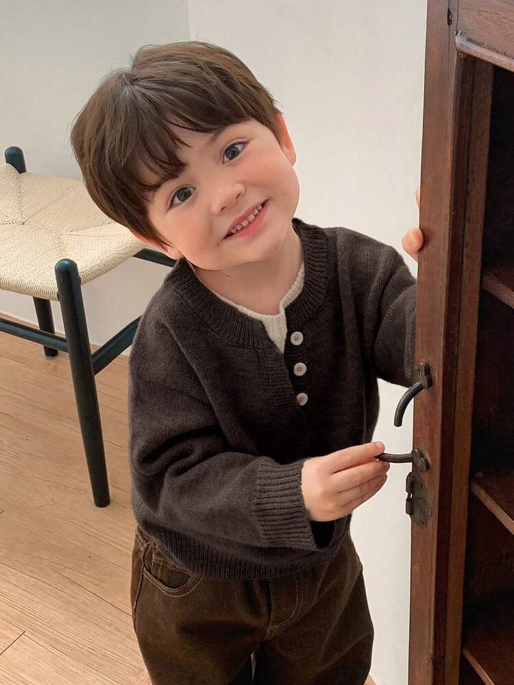 Baby Boy Contrast Color 2 In 1 Long Sleeve Sweater, Autumn/Winter