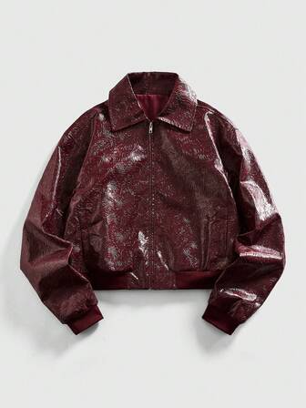 Street Life Herren Lederjacke mit strukturiertem Reißverschluss, modische lässige Oberbekleidung mit Langarm