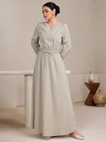 Graceveil Ensemble 2 pièces pour femmes avec Top à col V et robe longue à taille fine pour le printemps - Vert - Voir 5