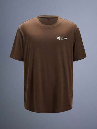 Driftmere REPLAY NEW YORK 男士休闲短袖T恤 - 轻盈透气圆领T恤，胸前印有品牌标志，常规版型，H码，适合春夏户外穿着，男士运动T恤，舒适柔软，适合日常运动休闲、运动休闲风格和运动时尚。