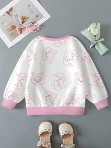 SHEIN | PAW Patrol Young Girl Dog Print Round Neck Long Sleeve Sweatshirt, Casual For Autumn - White - View 2