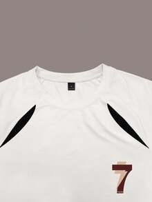 Manfinity Dauomo Men's Numeric Print Round Neck Casual Loose T-Shirt - Multicolor - View 3