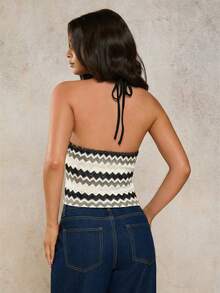 COSMINA 女士无袖上衣，黑色条纹撞色背心，夏季女士搭配，夏季度假女士背心，海滩度假，周末休闲，日常搭配，漂亮女士背心 - 彩色 - 查看 2