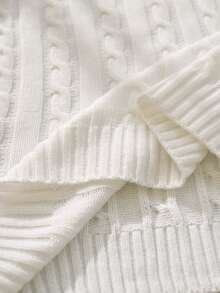 Manfinity CityGents Men's Solid Color Front Half Zip Plain Long Sleeve Casual Pullover Sweater, For Friends,  Spring/Summer Men's Lightweight Half-Zip Knit Sweater, Long Sleeve Pullover, Fall/Winter New Blogger Chic Design 3D Floral Embroidery Half-Zip Crew Neck Sweater, Spring/Summer It Is Great For Couples And Makes An Excellent Gift Idea For Boyfriends Or Husbands Zip Up Sweater Mens Sweater Polo Sweater Men Knitted - White - View 7