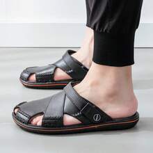 Sandalias de verano para hombre: informales, antideslizantes, con parte superior suave, suela blanda y duradera, zapatos de playa transpirables. - Negro - Ver 2