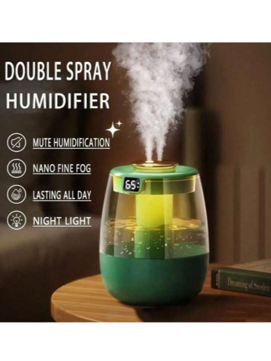 Large Capacity Ultra-Quiet Mist Humidifier With USB - Perfect For Bedroom & Office Desk, High Capacity, Ideal Humidifier For Home And Bedroom - Green - View 1