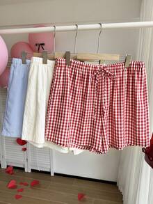 Comfortcana 3pcs/Set Casual Bow Tie Red White Blue Outfits, Spring/Summer - Multicolor - View 3