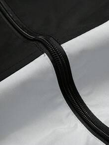 Manfinity Homme Loose Fit Men's Colorblock Hooded Jacket With Letter Print & Drawstring - Black - View 4