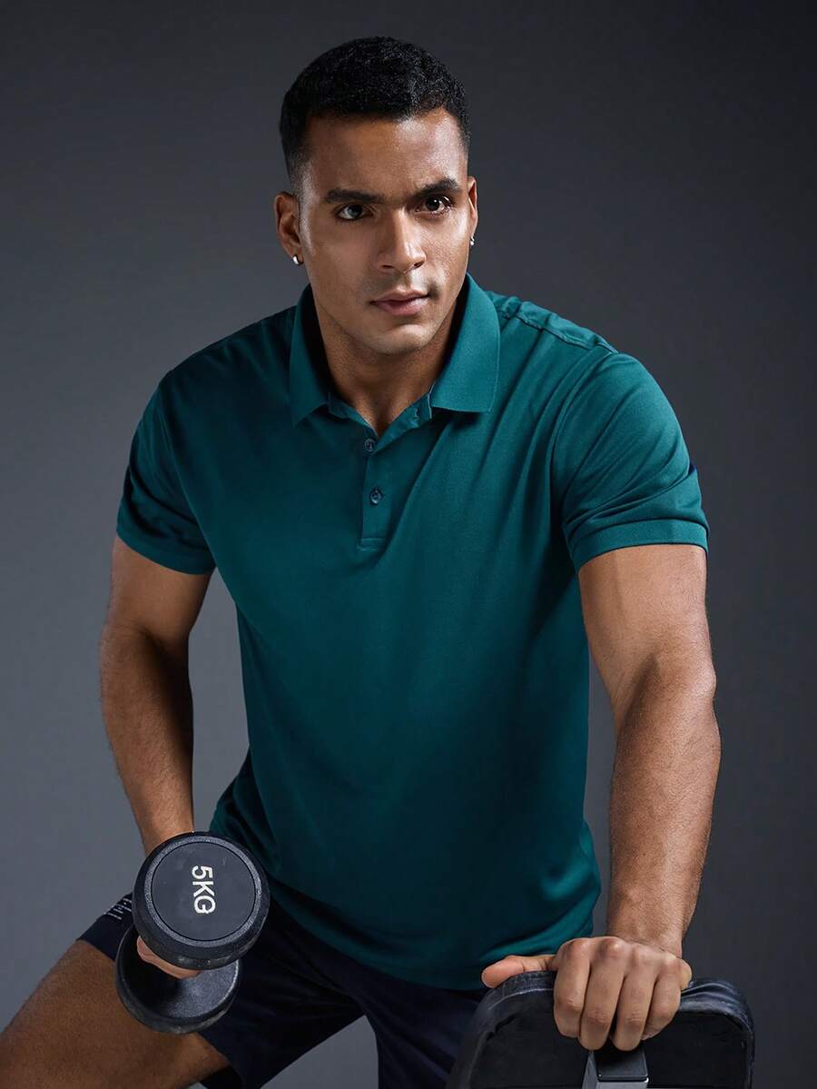 Driftmere Men's Casual Breathable Plain Polo Shirt, Fashion & Business Style, Summer - Blue - View 1