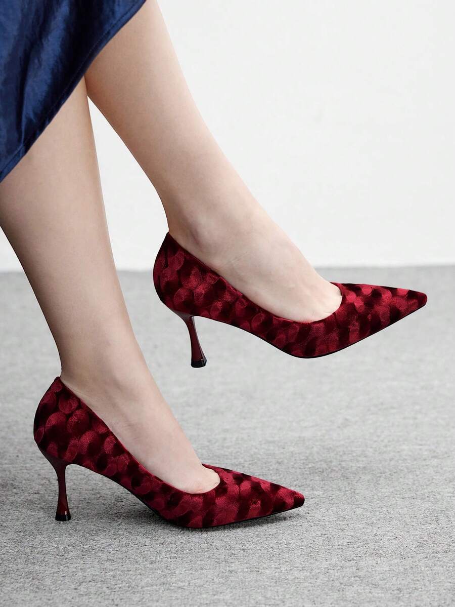 CUCCOO BIZCHIC 女士尖头细跟中跟鞋，优雅休闲舒适，适合办公室通勤、正式场合、派对、婚礼等场合穿着。 - 玫紅色 - 查看 1