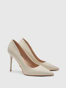 CUCCOO BIZCHIC Giày cao gót mũi nhọn, gót mảnh, gót trung bình dành cho nữ, thanh lịch và đa năng, thoải mái, dễ mang, phù hợp cho công sở, hẹn hò, dự tiệc và các dịp trang trọng. - Màu hạnh nhân nhạt - Xem 7