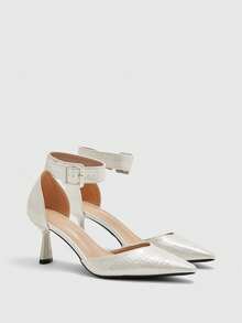 CUCCOO BIZCHIC Women's Minimalist Solid Color Peep Toe High Heel Sandals Valentine's Day - White - View 7