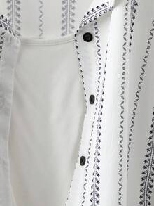 GlowEve Bohemian Style Sun Protection Shirt Set, Women Summer 2 Pieces Outfit Including Shorts - White - View 7