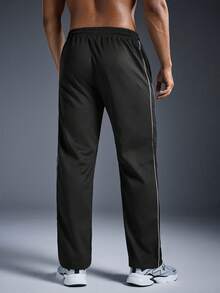 Driftmere Men's Summer Casual Loose Striped Straight Leg Sweatpants, Fall Spring To Summer - Black - View 2