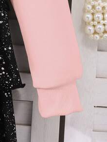 SHEIN 2件套少女休闲印花T恤和印花长裤套装，含购物袋，时尚少女装扮 - 淺粉色 - 查看 5