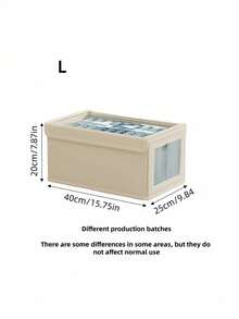 Breathable Linen Storage Box See Through Window Design Foldable Closet Organizer Home Decluttering Essential Two Pack Set Space Saver - Beige - View 12