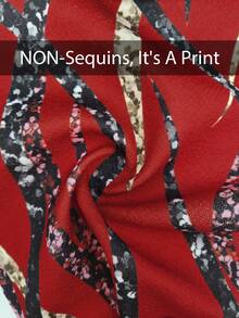 Lyxana 女士优雅印花露背连体裤 - 紅色 - 查看 7