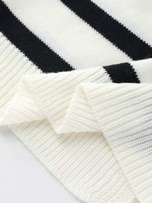 Franclia 早春新款休闲蝴蝶结缎带圆领无袖撞色条纹女式针织上衣 - 彩色 - 查看 8