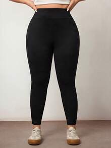 Enliva Quần legging thể thao yoga dáng ôm, co giãn, có túi bên hông, cỡ lớn, chất liệu thoáng khí, thích hợp cho mùa hè. - màu đen - Xem 3