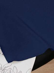 SHEIN Explorewe 男童海军蓝短袖T恤，新款夏季儿童休闲上衣，时尚棕熊图案T恤