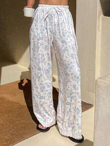 DAZY 印花宽松女士睡裤 - 白色 - 查看 5