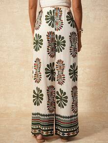 Boho Mama Maternity Clothes  Maternity Pants Pregnant Clothes Vacation Green  Maternity  Pants Maternity Summer Vacation Casual Adjustable Waist Printed Pants,Patterned Print Adjustable Waistband,Adjustable Elastic Waistband - Multicolor - View 7