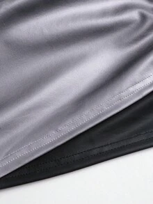 Sweetra Women's Fashionable Sexy Halter PU Leather Party Crop Top 2 Pieces Set - Multicolor - View 7