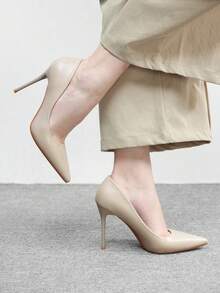 CUCCOO BIZCHIC Giày cao gót mũi nhọn, gót mảnh, gót trung bình dành cho nữ, thanh lịch và đa năng, thoải mái, dễ mang, phù hợp cho công sở, hẹn hò, dự tiệc và các dịp trang trọng. - Màu hạnh nhân nhạt - Xem 3